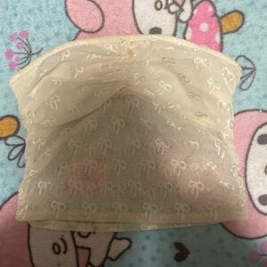 Cider Ivory Bow Sheer Crop Top